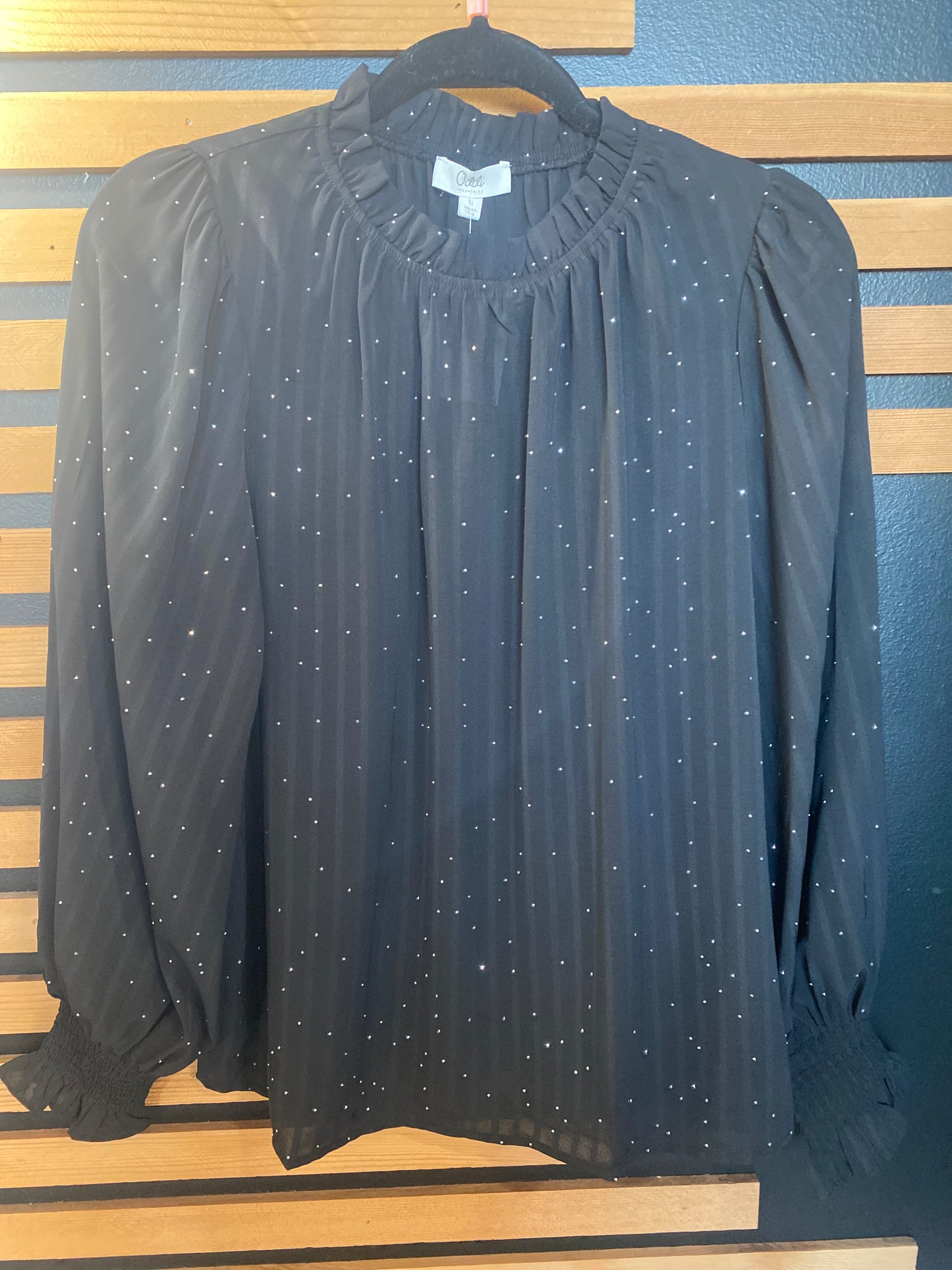 Dark Black Round Neck top with sparkles