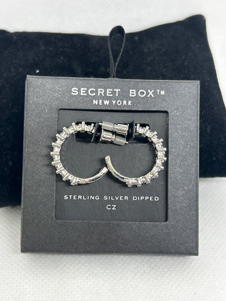 Sterling Silver CZ Dipped Diamond Secret Box Earrings