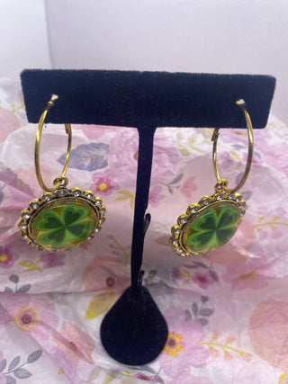 Sandra Ling Exclusive Shamrock Hoop Earrings
