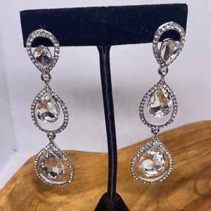 Cubic Zirconia Crystal Dangle Earrings
