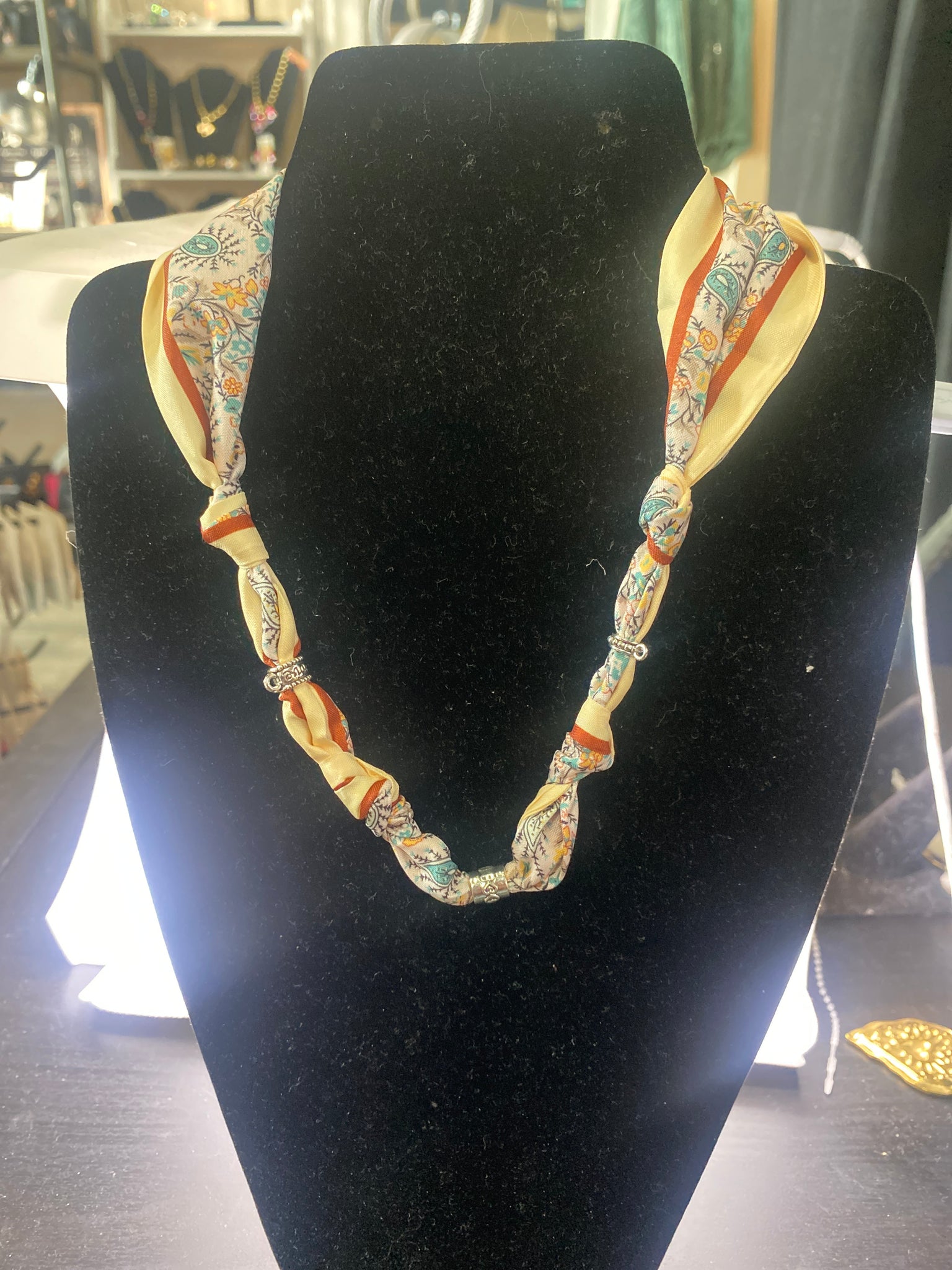 Custom Three Bail Scarf Paisley Necklace Silver