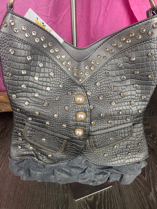 Sparkling Corset Design Purse Pewter