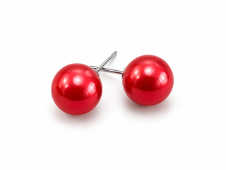 Large Red Ball Post Earrings