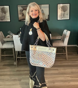 Iridescent Gold Statement Tote Purse