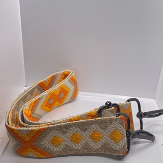 Adjustable Length Beige Shades of Orange Guitar Purse Strap
