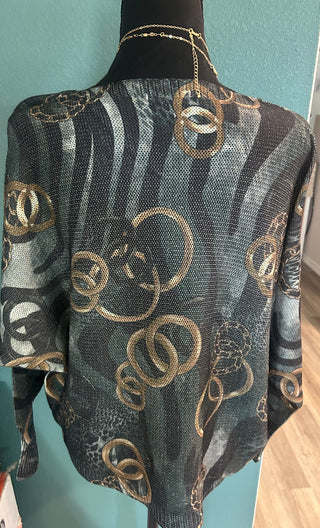 Made in Italy Golden Links Shades of Green  Lightweight Sweater