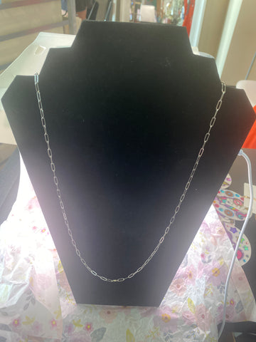 28 inch Silver Tone Paper Clip Necklace