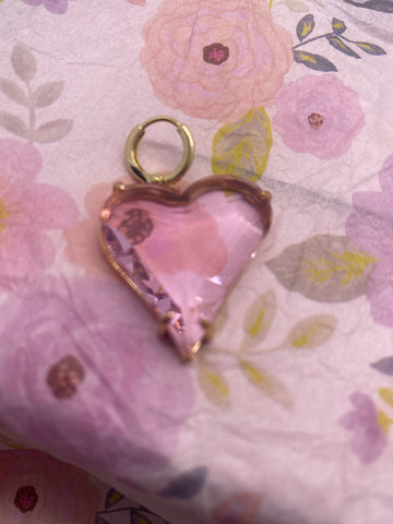 Pink Glass Heart Charm