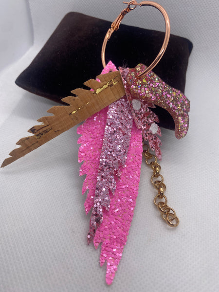 Randans Custom Rose Gold Hoops Pink Cowgirl Lightweight Dangle Earrings