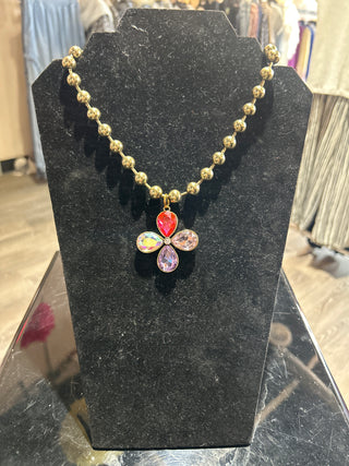 Custom Gold Ball Choker Style Daisy Flower Necklace