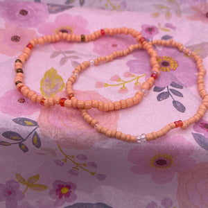 Coral Seed Bead Stretch Bracelet