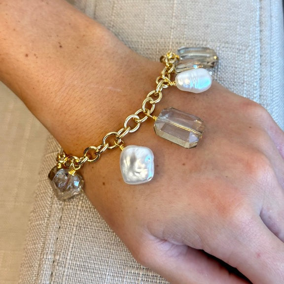 Custom Pearl Amber Charm Bracelet