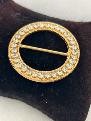 Gold Round Rhinestone Round T Shirt Clip