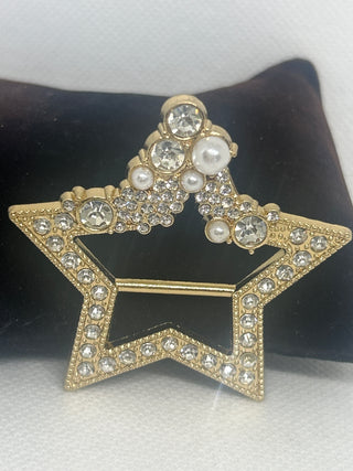 Gold Star Faux Pearl Rhinestone T Shirt Clip