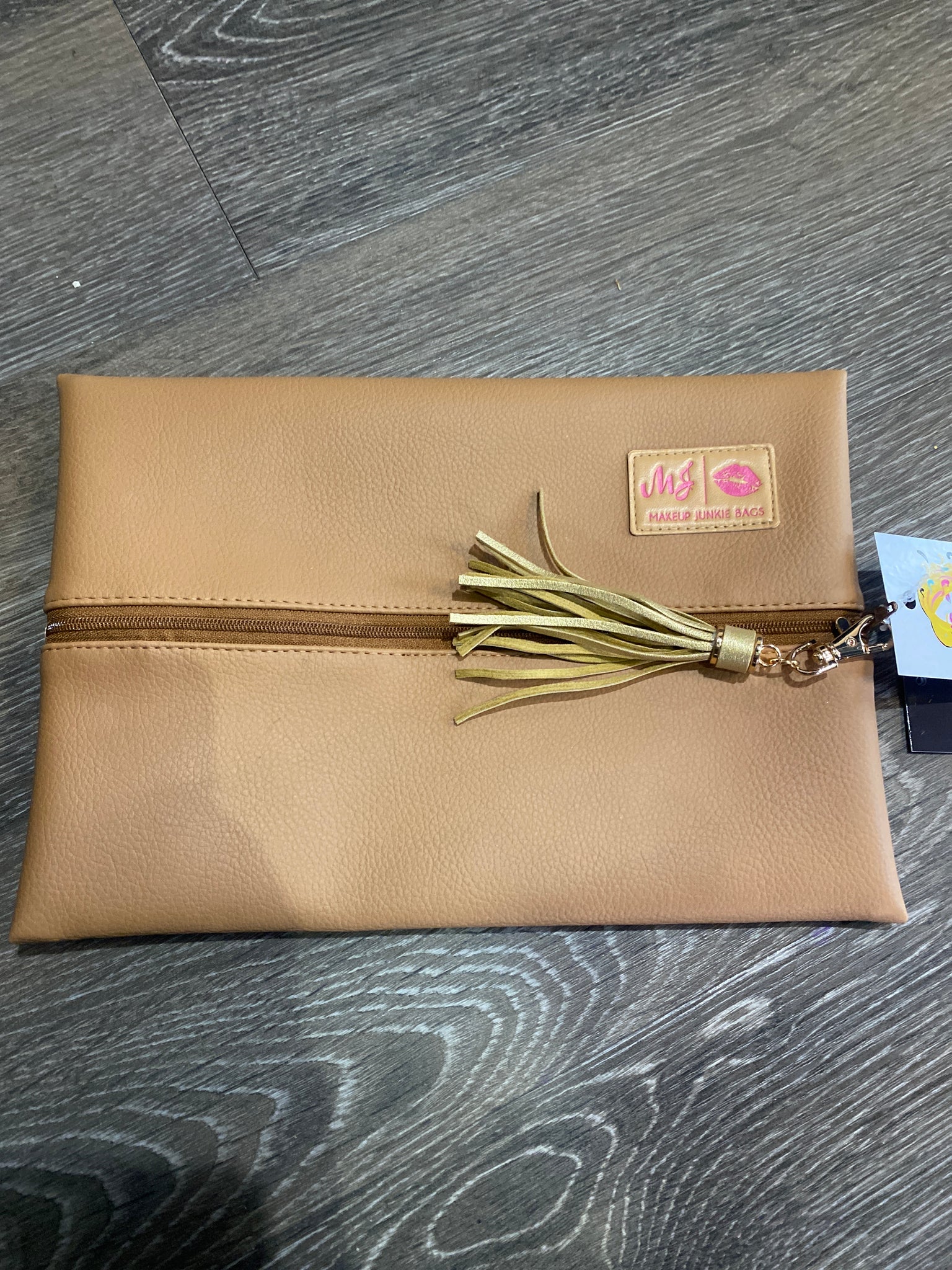 Taupe Print Make up Junkie Medium Flat Lay Bag