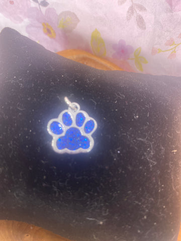 Wyandotte High School Royal Blue Bear Paw Charm for Necklace or Bracelet