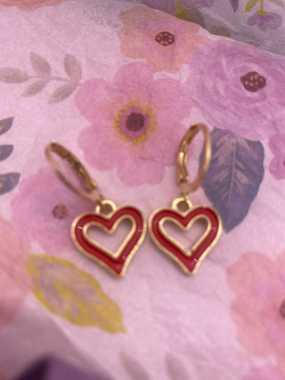 Red Cut Out Heart Earrings