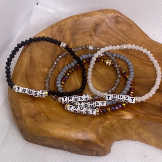 Custom Trust Crystal Bead Stretch Bracelet Solid