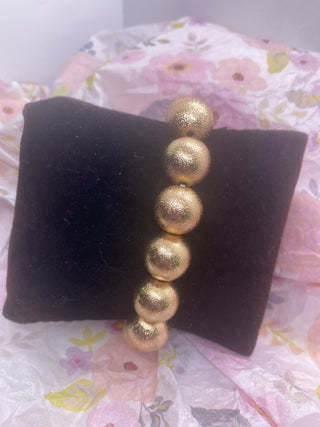 Textured Gold Tone Stretch Ball Bracelet