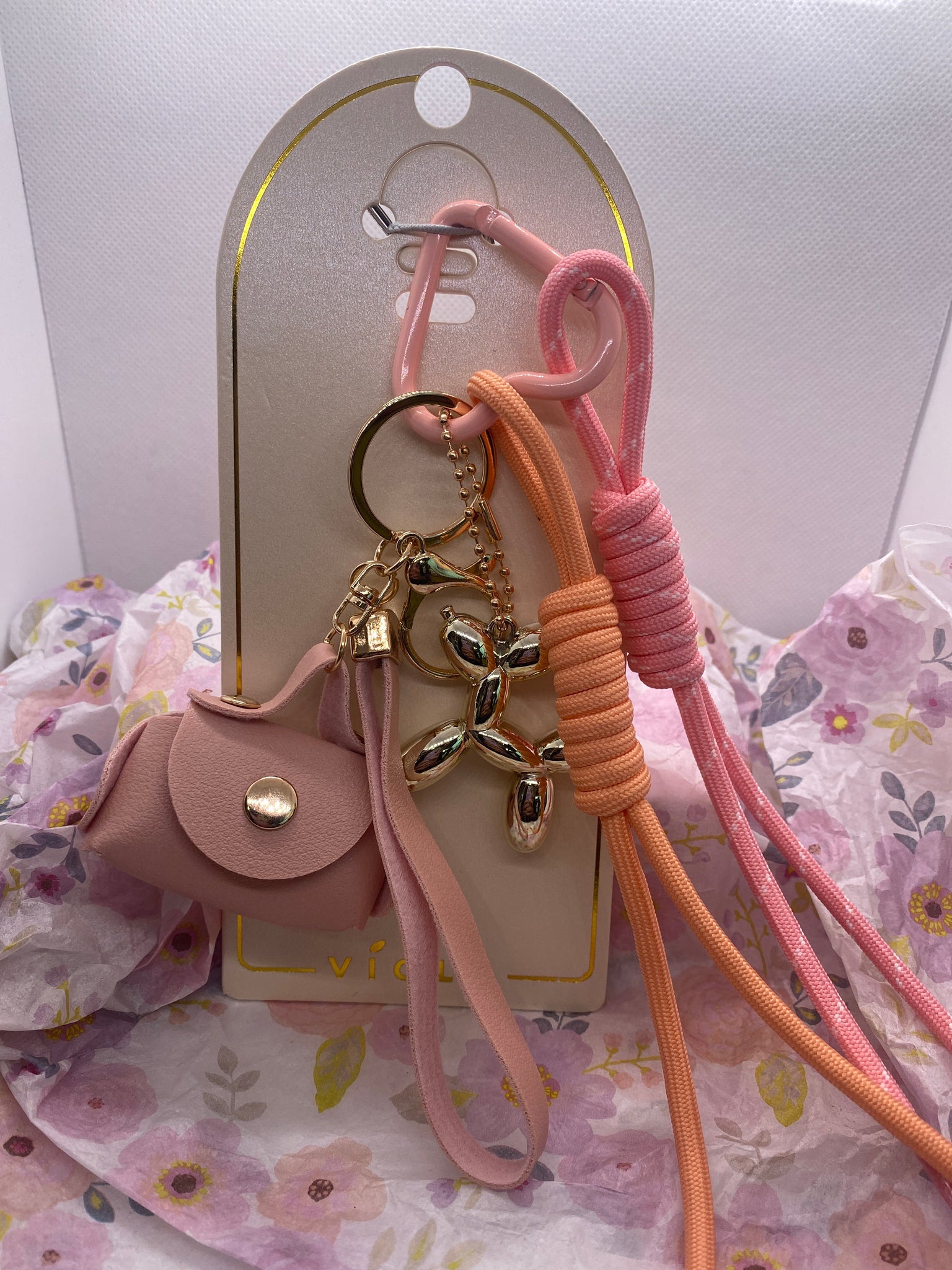 Pink Orange Handbag Purse Charm