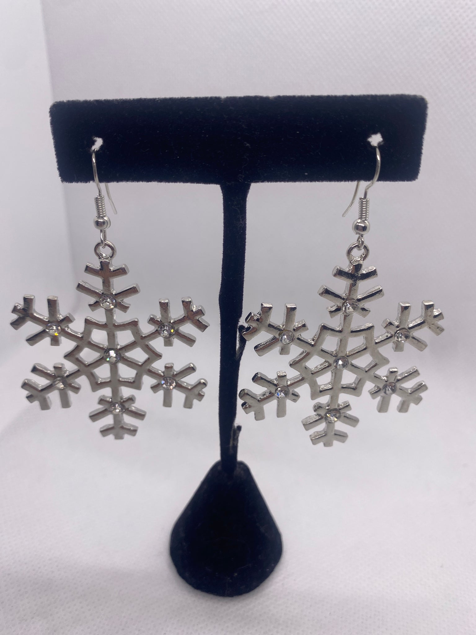 Silver Snowflake Dangle Earrings