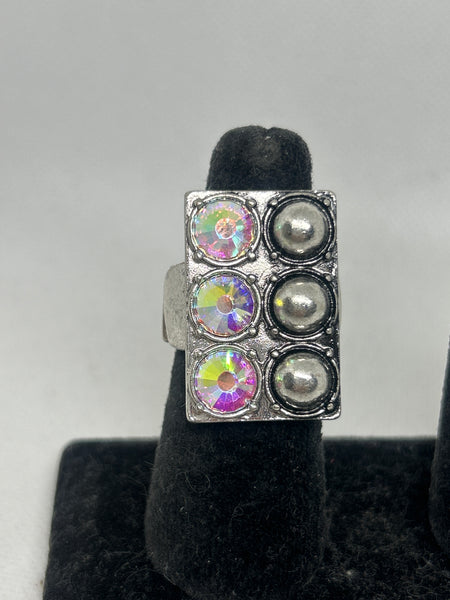 Crystal & Siver Dome Stretch Ring