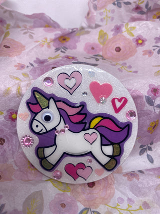 Three Inch Round Unicorn Magnet
