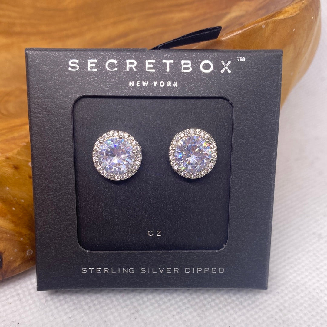 Sterling Silver Dipped CZ Diamond Post Earrings