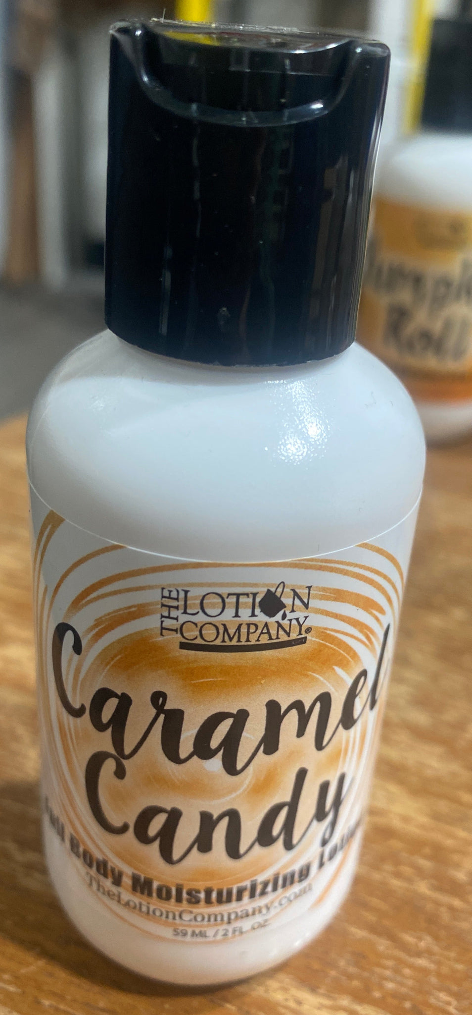 Bottle of caramel candy lotion made in the usa