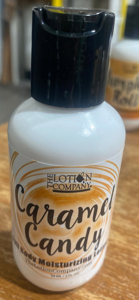 Bottle of caramel candy lotion made in the usa