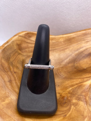 Silver Tone Bar Ring