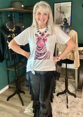 Blinged Out Zebra Print T Shirt