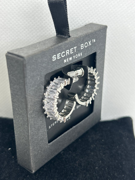 Sterling Silver CZ Dipped Diamond Secret Box Earrings