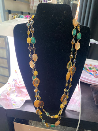 52 inch Shades of Green Topaz Gem Necklace