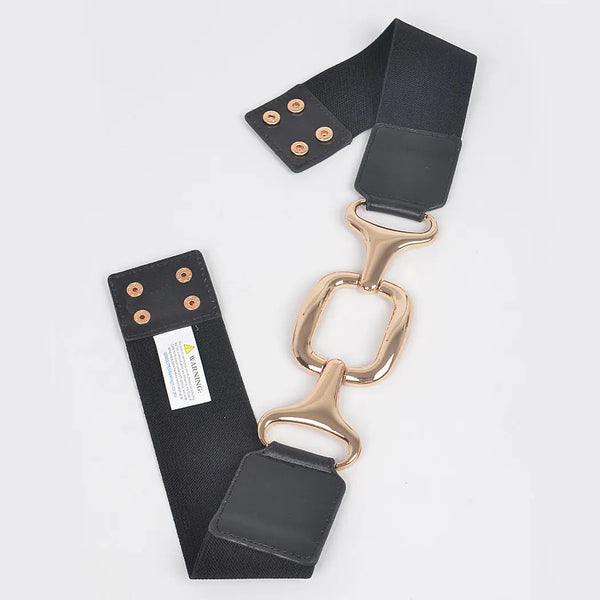 Metal Buckle Black Stretch Waist Belt