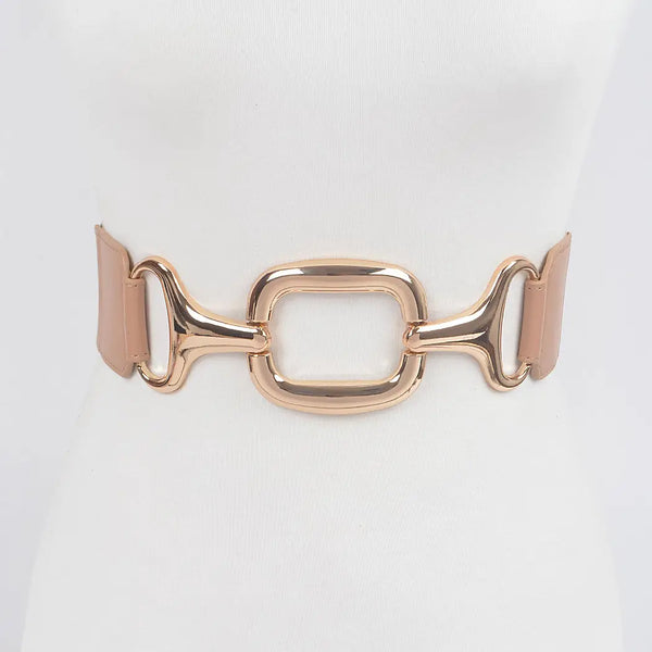 Metal Buckle Black Stretch Waist Belt