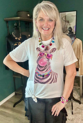 Blinged Out Zebra Print T Shirt