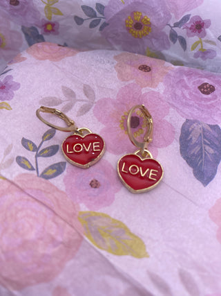 Red Love Heart Earrings