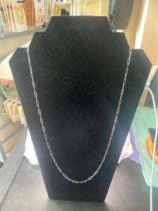 34 inch Silver Tone Paper Clip Necklace Chain