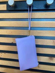 Monogrammable Three Compartment Wristlet Crossbody Purse Lilac