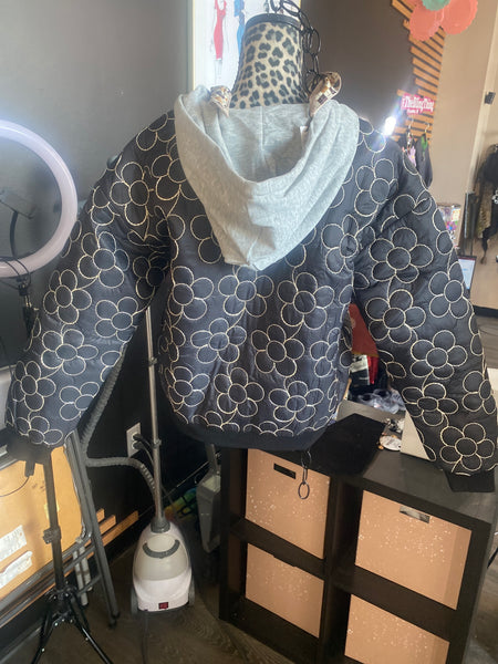 Floral Embroidery Hooded Jacket Coat