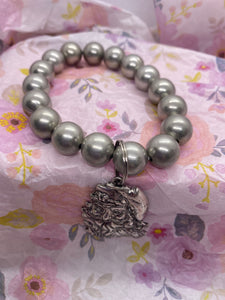 Silver Stretch Santa Head Bracelet