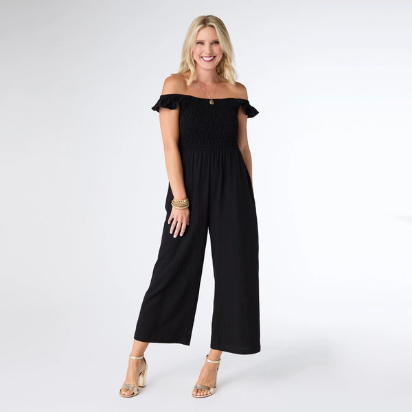 Sleeveless Wide Leg Smocked Jumpsuit Romper