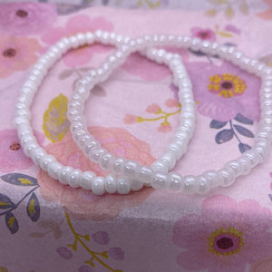 Small White Bead Stretch Bracelet