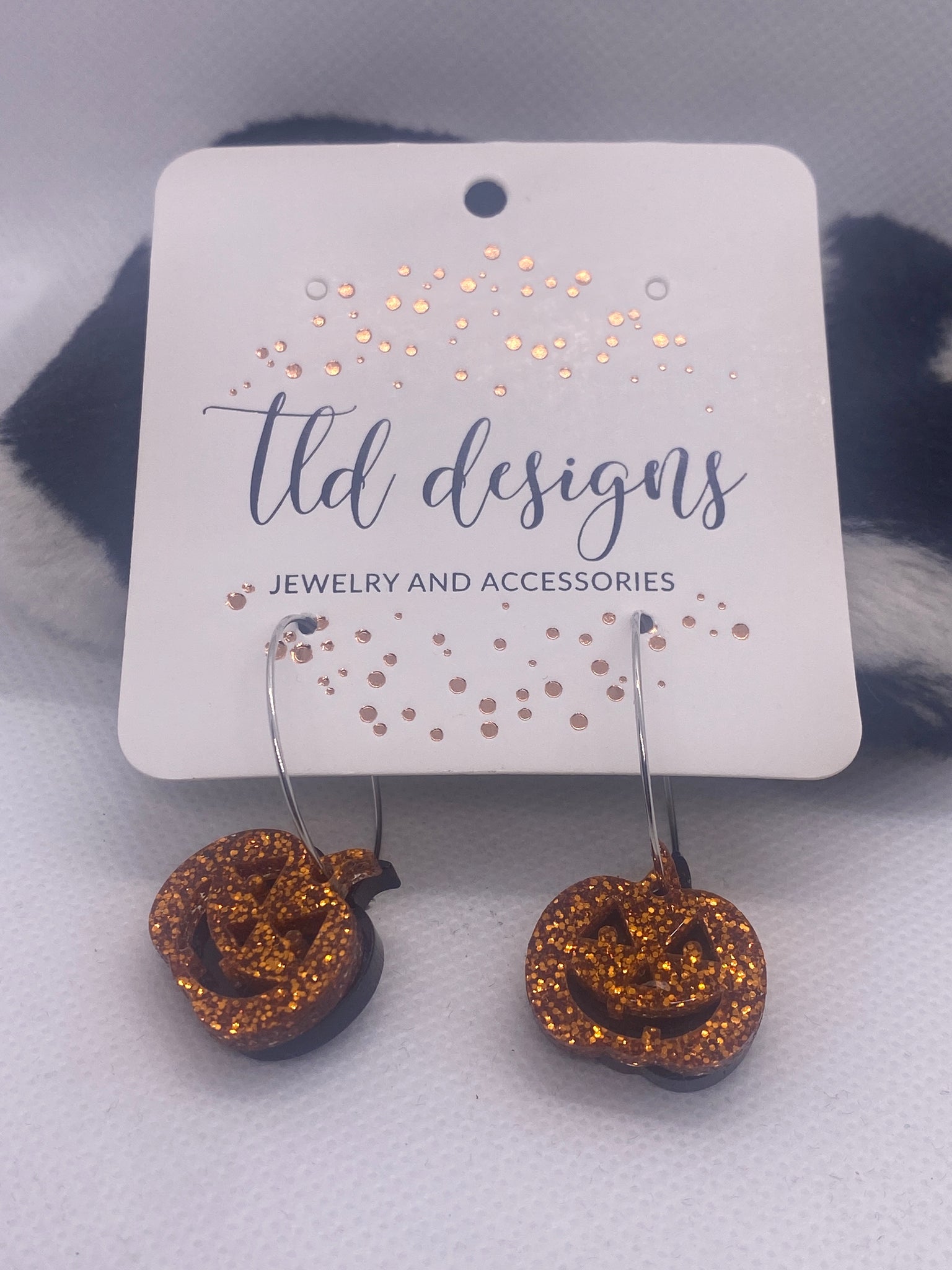 Custom Orange Black Halloween Pumpkin Earrings