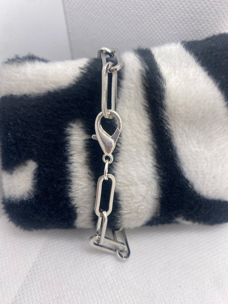 8 inch Silver Paper Clip Bracelet