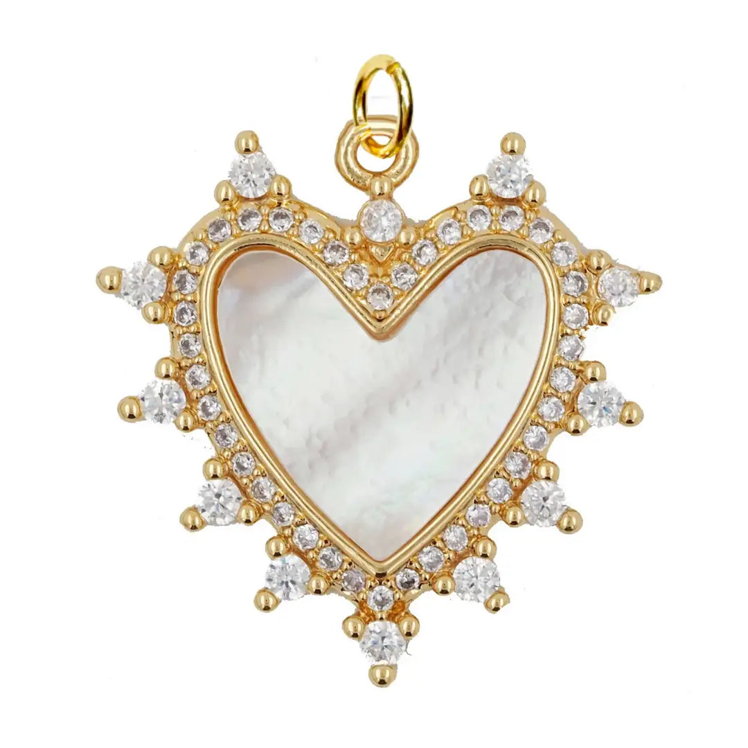 Mother of Pearl Heart Charm for Bracelet or Necklace