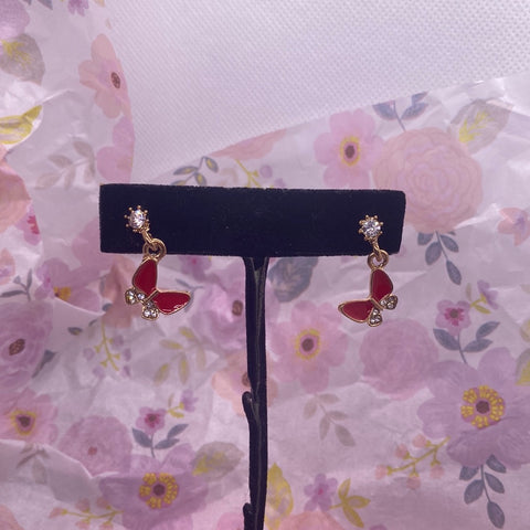 Red  Butterfly Post Earrings