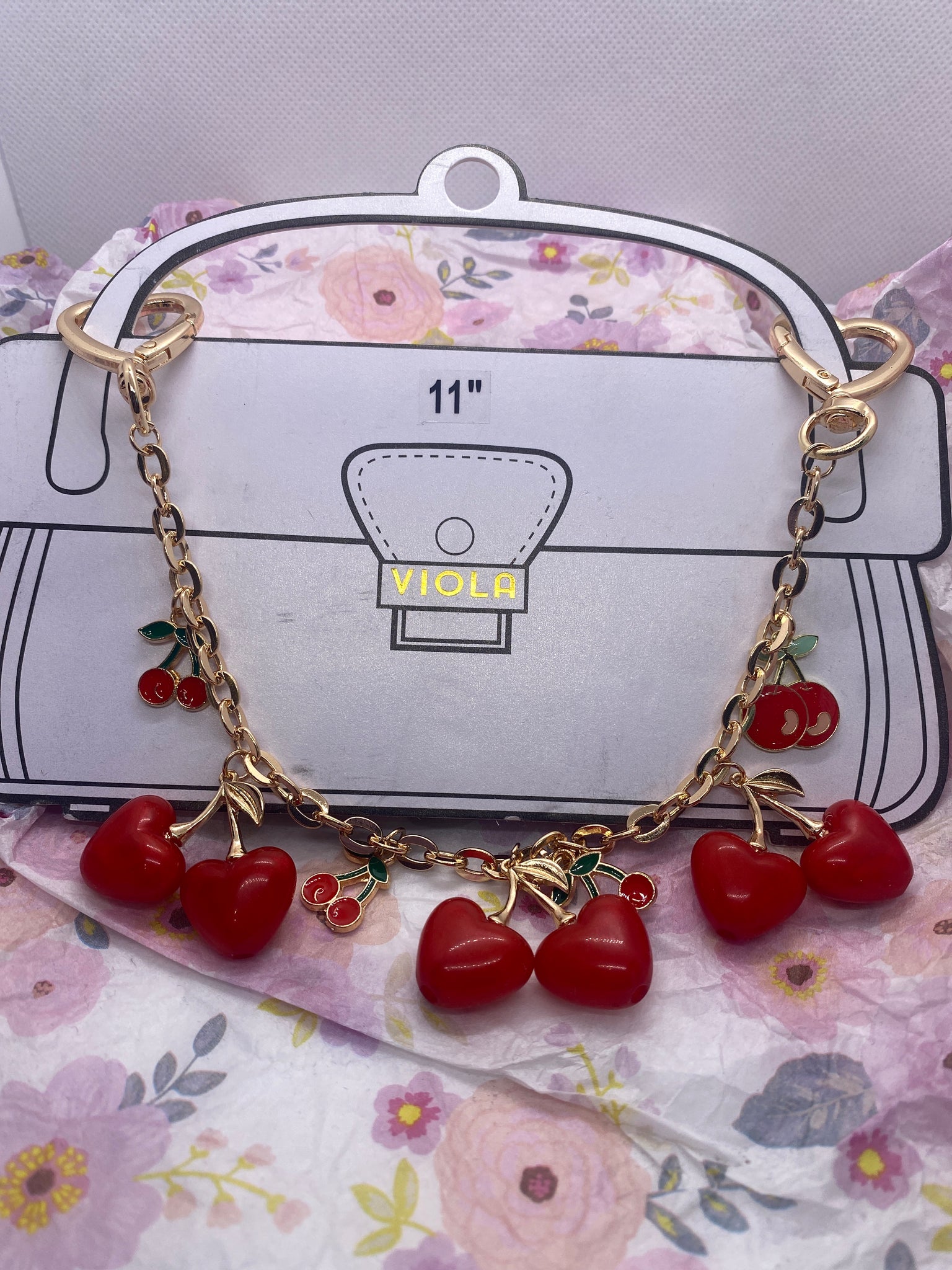 Cherry Handbag 11 inch Purse Bling