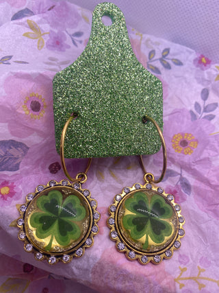 Sandra Ling Exclusive Shamrock Hoop Earrings